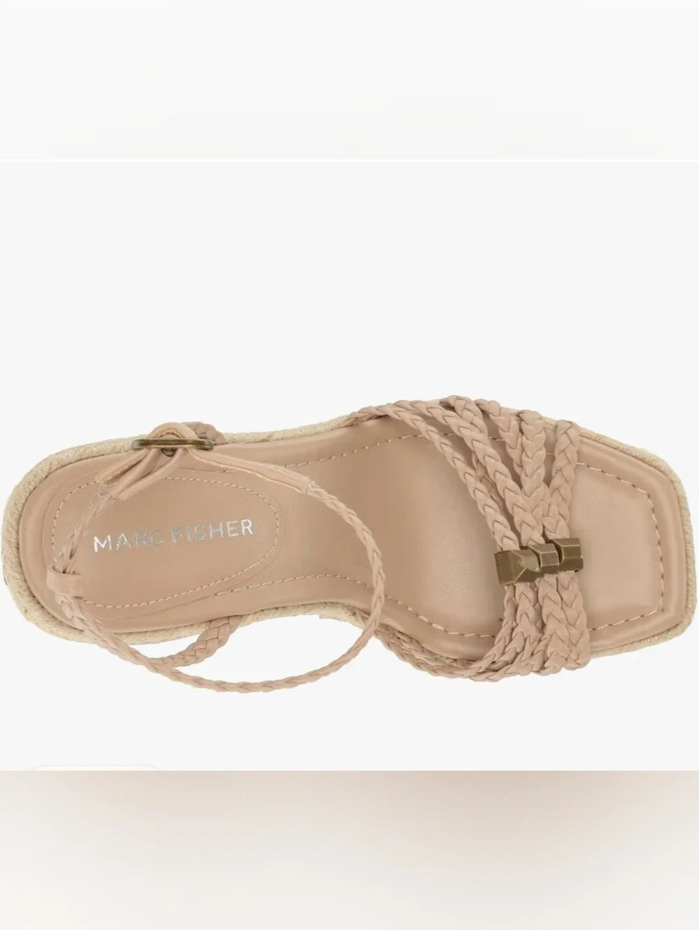 Marc Fisher Braided Ankle-Strap Wedge Sandals in Nude